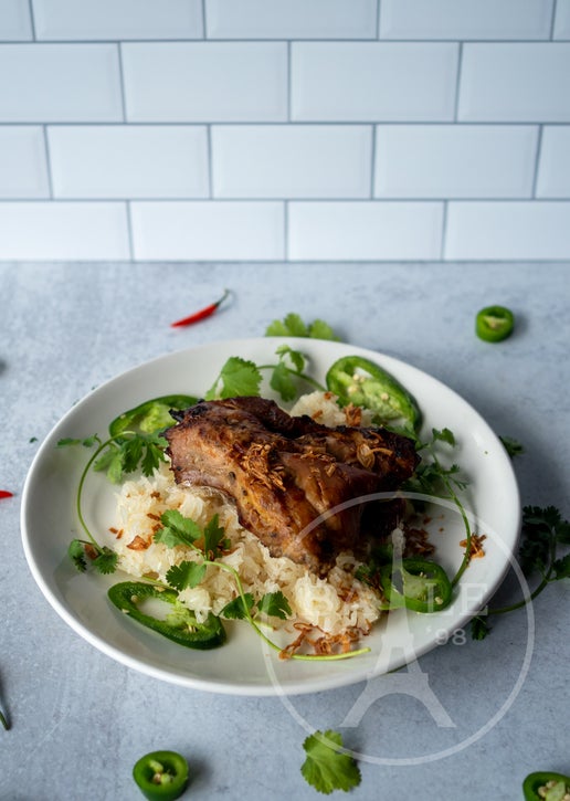 Sticky Rice with Chicken and Dried Shrimps (Xoi Ga)