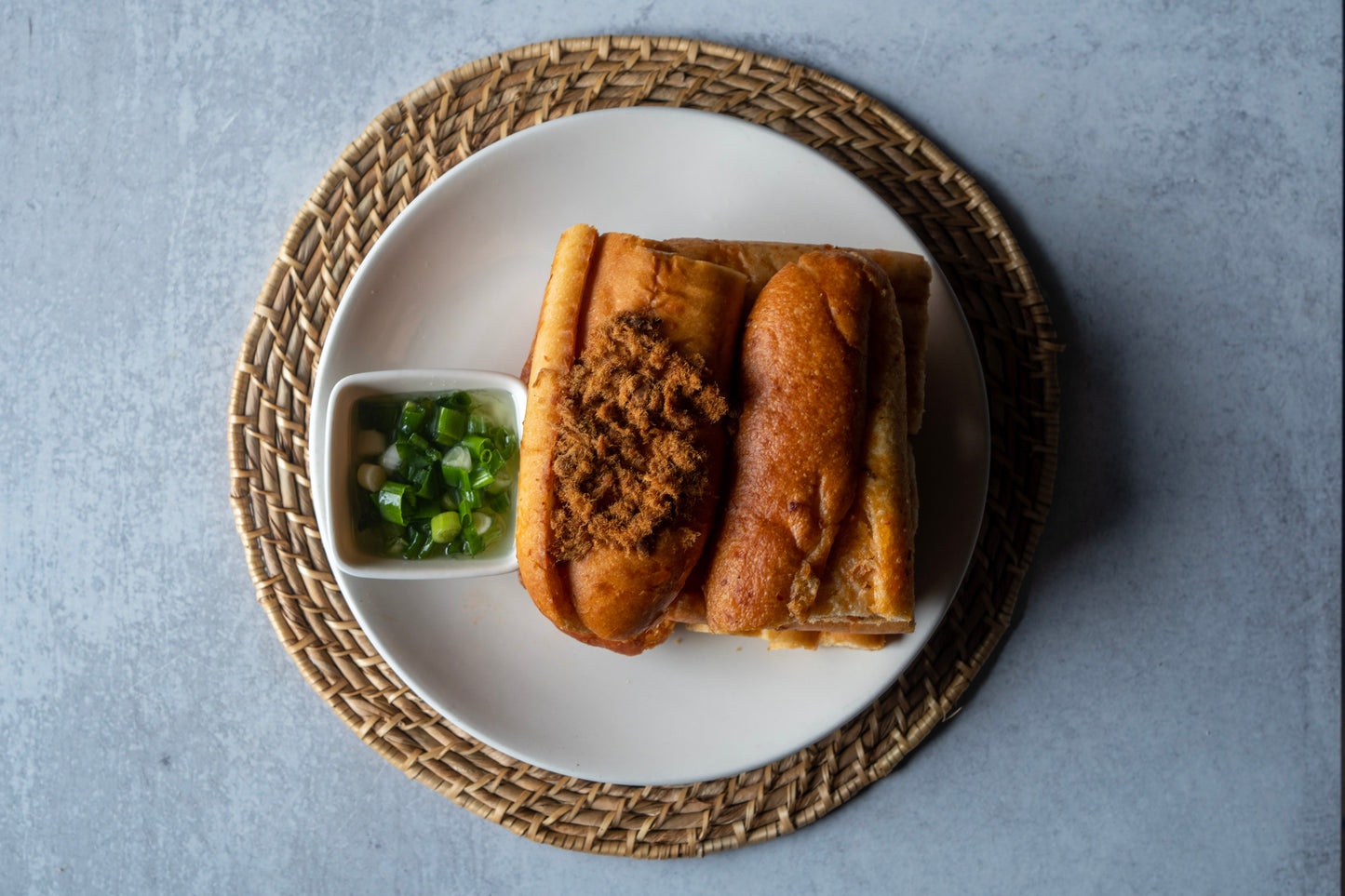 Bánh Mì Sa Tế Tôm Chà Bông - Spicy Toasted Bread With Dried Shrimp & Pork Floss