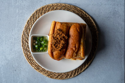 Bánh Mì Sa Tế Tôm Chà Bông - Spicy Toasted Bread With Dried Shrimp & Pork Floss