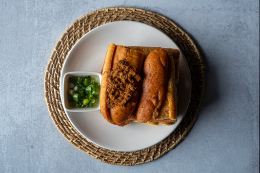 Bánh Mì Sa Tế Tôm Chà Bông - Spicy Toasted Bread With Dried Shrimp & Pork Floss