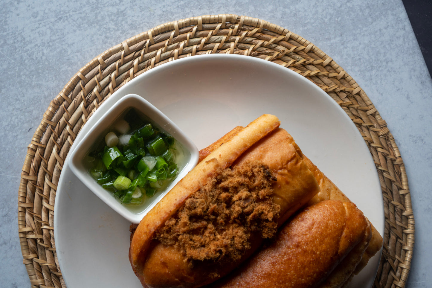 Bánh Mì Sa Tế Tôm Chà Bông - Spicy Toasted Bread With Dried Shrimp & Pork Floss